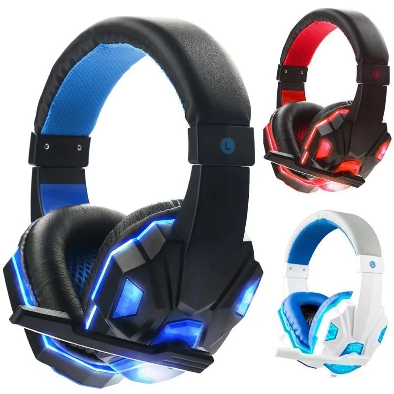 

New SY830MV Wired Headset Noise Canceling Stereo Headphones Over Ear Headphones With Cool LED Lighting For Cell Phone Gaming