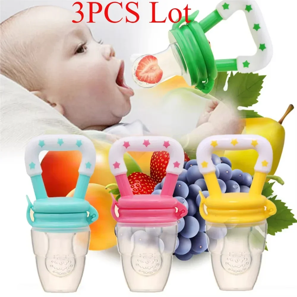 

3 PCs Baby Fruit and Vegetable Teether Food Supplement Bite Le Silicone Baby Feeding Tableware