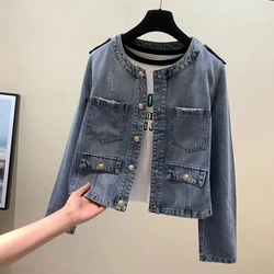 Denim Jacket Women 2023 Spring Autumn New Versatile Small Fragrance Jeans Top Coay Female Large Size Short Casual Outerwear