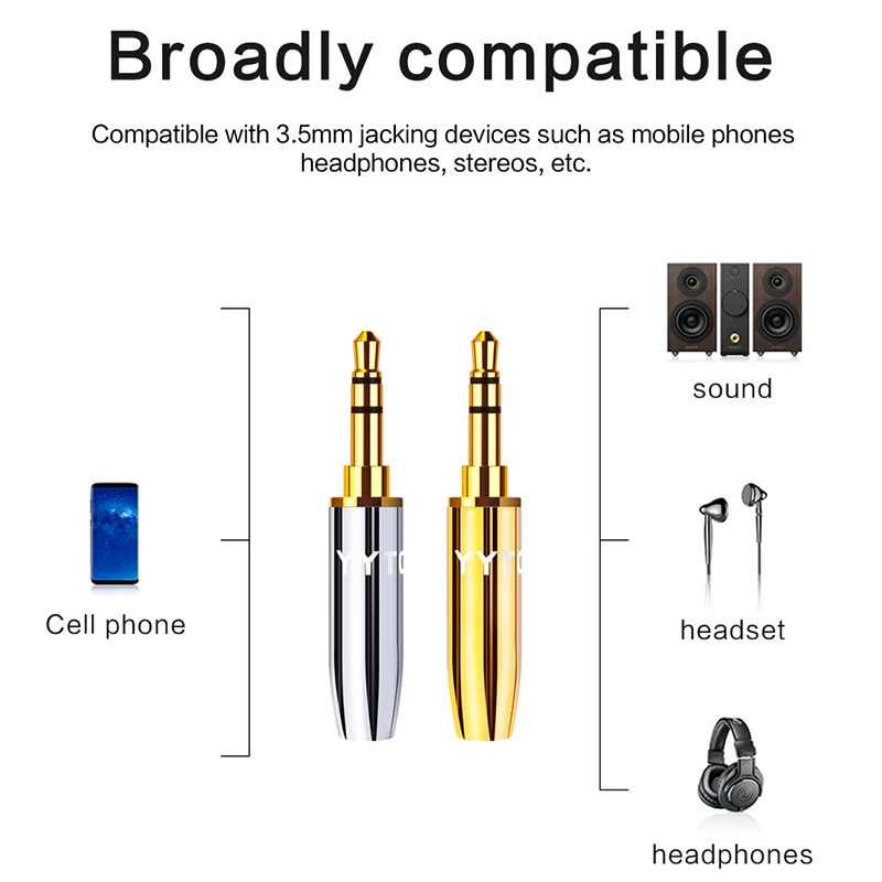 Hoge Kwaliteit 3.5Mm Plug Audio Jack 3Pole Vergulde Oortelefoon Adapter Voor Diy Stereo Headset Oortelefoon/Reparatie Oortelefoon