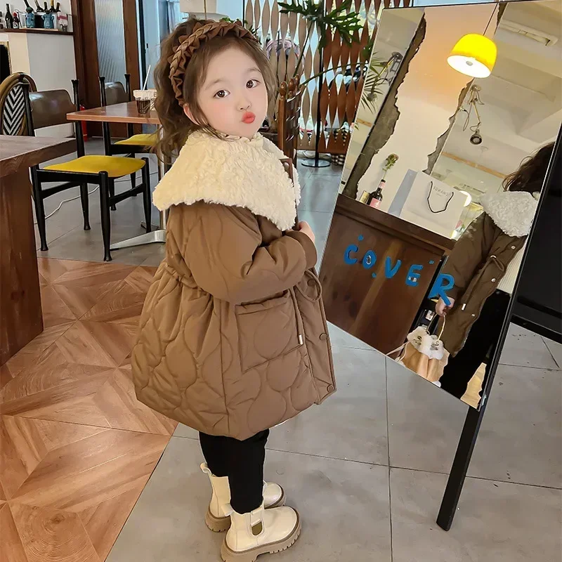 Baby Girl Top Girls Winter Cotton-padded Coat 2024 New Winter Coat Cashmere Padded Coat Winter Baby Cotton-padded Jacket