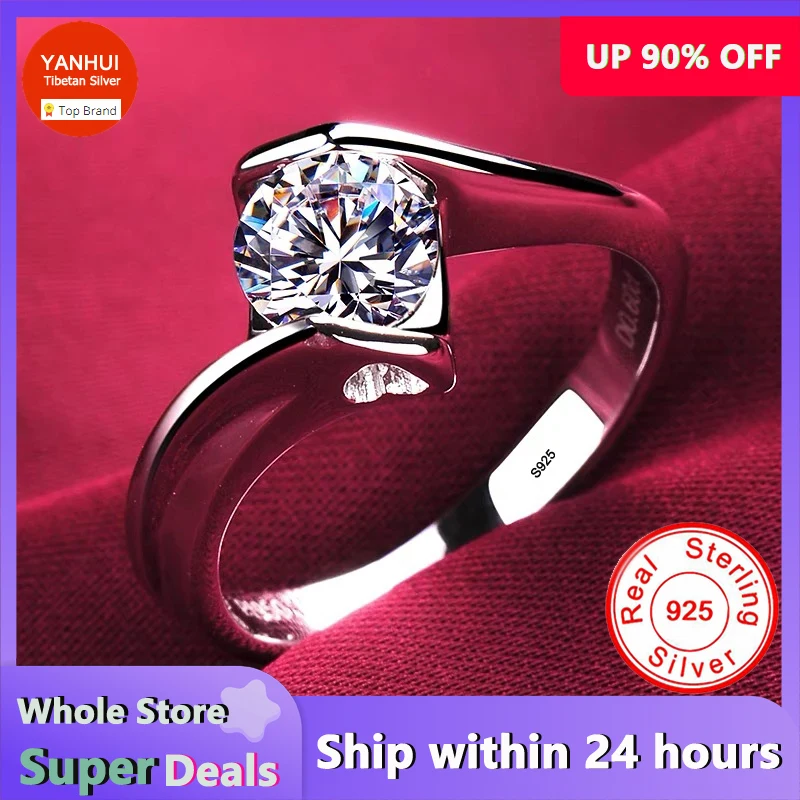 With Certificate Original 925 Silver Rings Natural Sparkling Zircon Diamant Wedding Band Engagement Gift Jewelry Rings for Women