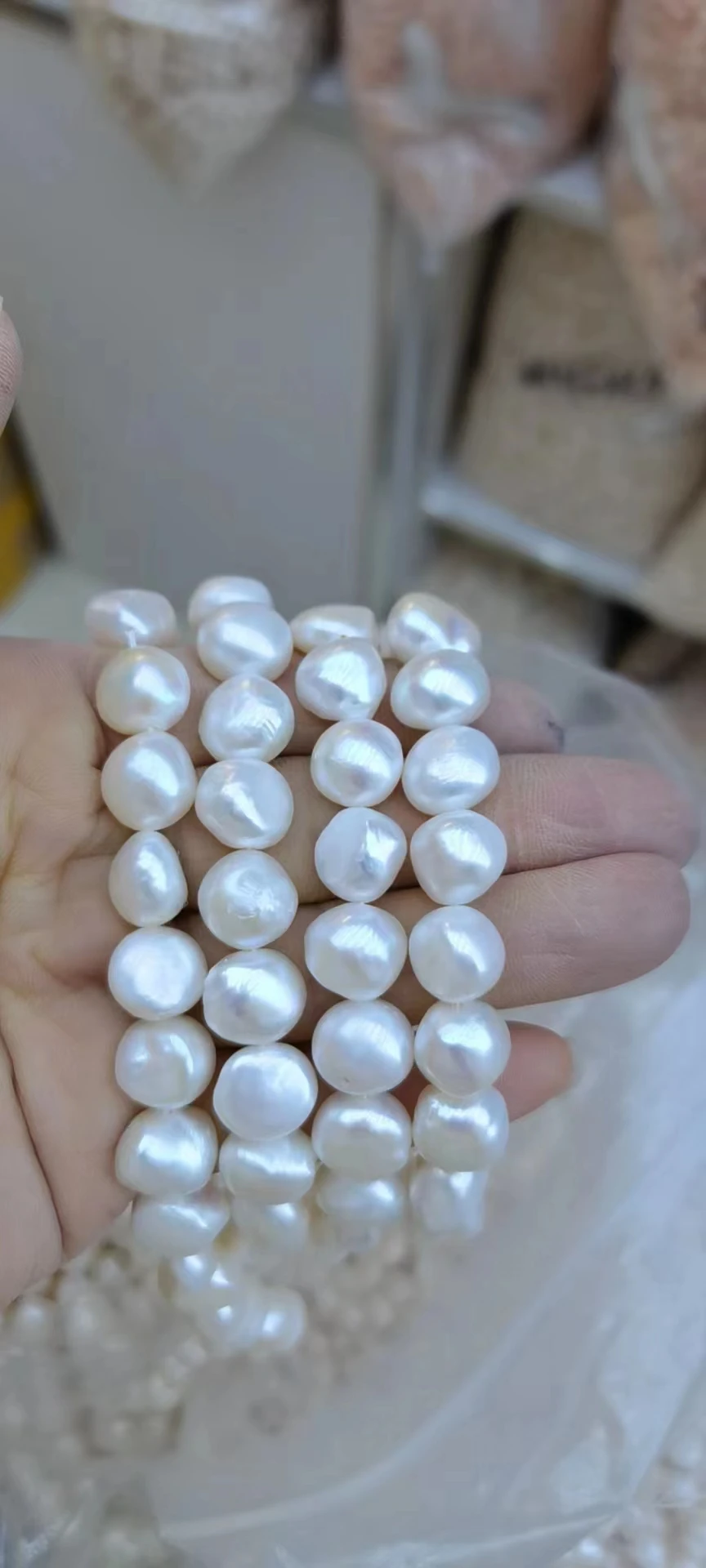 11 mm 100% nature freshwater loose pearl with baroque shape,37 cm AAA HIGH LUSTER baroque pearl beads,