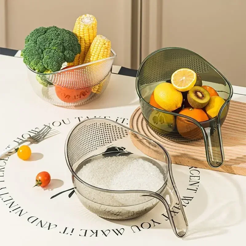 Kitchen Multifunctional Acrylic Thickened Rice Drainage Basket Rice Fruit Basin Vegetable Washing Basket