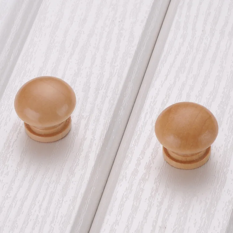 Wooden Cabinet Door Handle Drawer Round Solid Wood Single Hole Spherical Mushroom Round Handle Solid Wood Furniture Small Handle