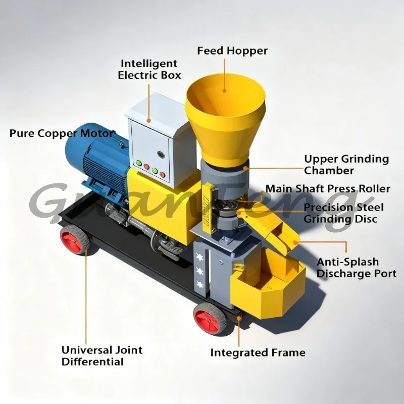 Dry Wet Customized Automatic Poultry Feed Granulator, Animal Feed Pellet Maker for Broiler Chicken Farm Feed Production