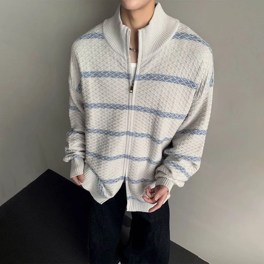 

Осенний новый мужской свитер на молнии с длинными рукавами в тон, американский ретро-модный тренд, свободные нишевые мужские топы High Street
