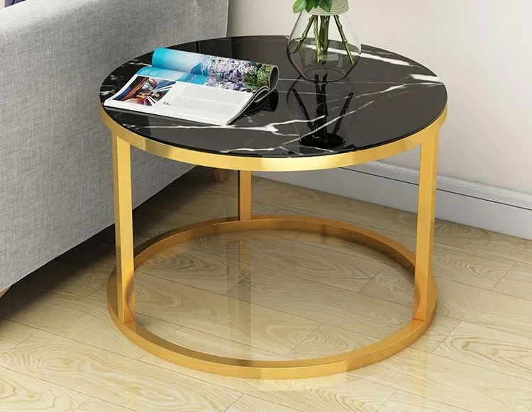 Tempered Glass Round Coffee Table for Living Room 2 in 1 Combination Cafe Table Easy Assembly Center Table