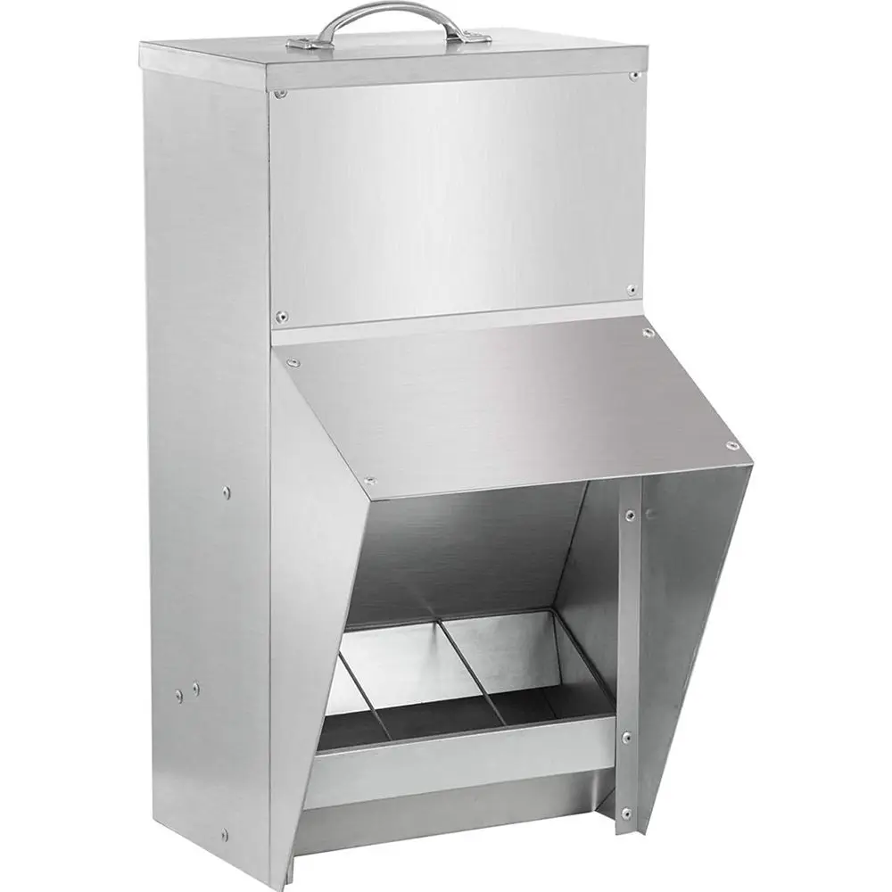 

shengyi 11.5-55lbs Galvanized - Rat Proo Poultry eeder with Lid Weatherproo Outdoor Coop ood Dispenser (50lbs 13.8x11x25.6in)