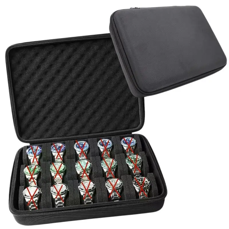 1Pcs Watch Carry Box Hard-Shell 15 Slots Watch Storage Organizer Case Fit For Large And Small Watches With Soft Foam Pillow▪ - view 4