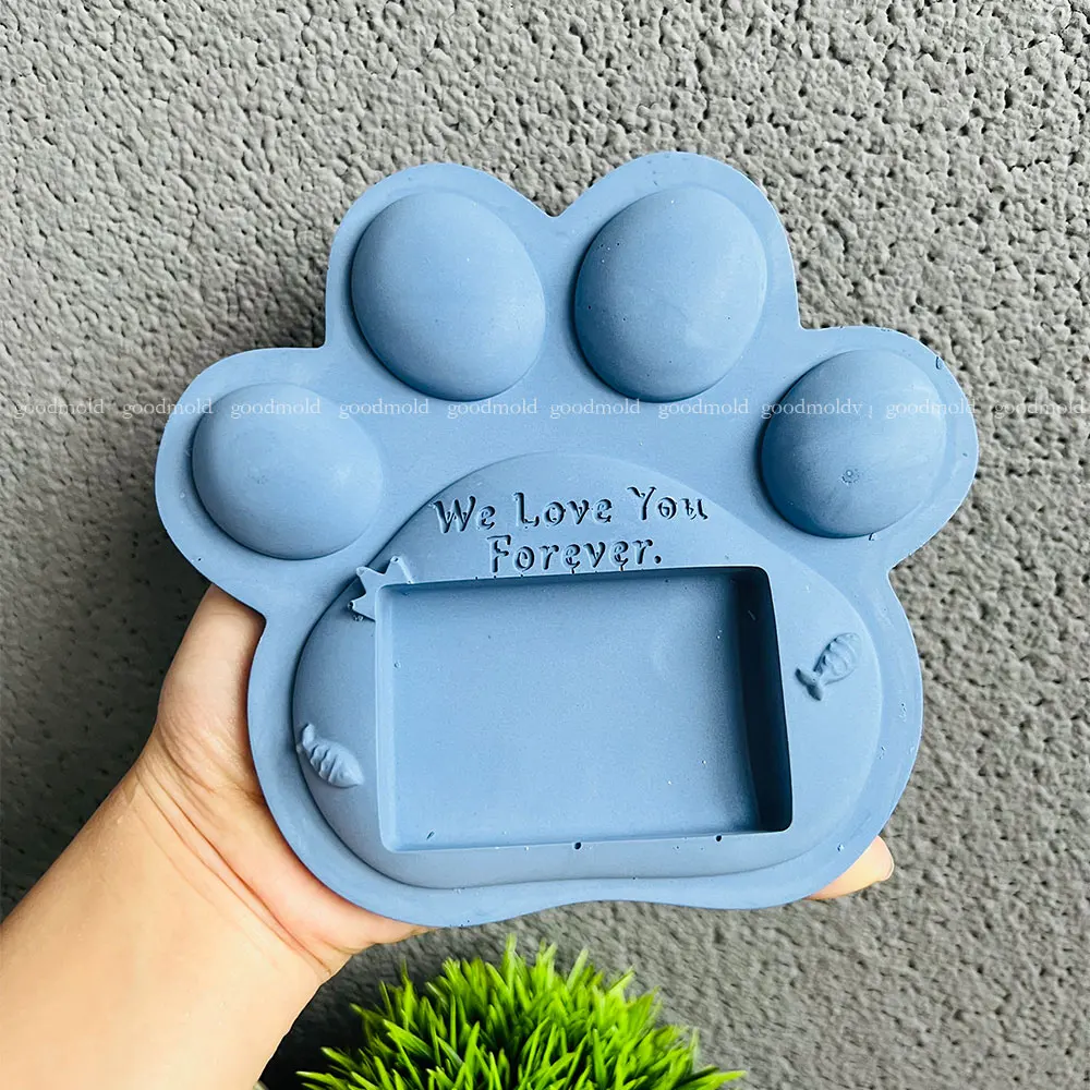 Cute Cat Paw Commemorative Photo Frame Mold Suitable For Making Plaster Epoxy Resin Pet Dog Photo Frame Plaster Mold