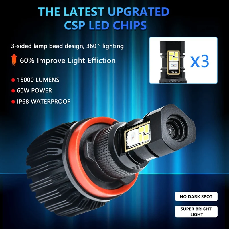 Car LED RGB Headlight APP Bluetooth-Compatible Control Multi Colors LED Fog Lights Bulbs