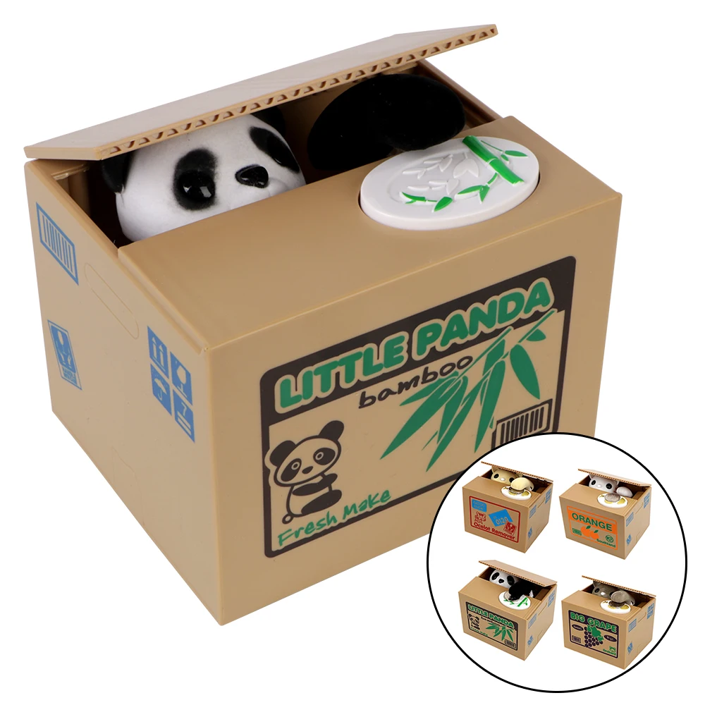 Automated Panda Cat Steal Coin Bank Money Saving Box Kids Gift Piggy Banks Cute Electronic Money Boxes Home Decor