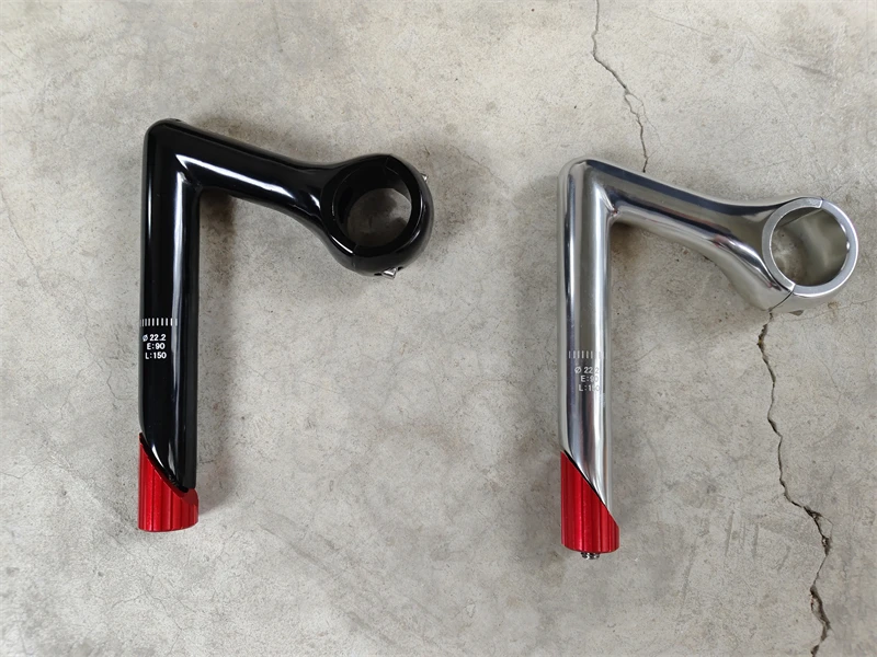 Rohrdurchmesser 31,8 mm/22,2 mm Fixed Gear Fahrrad Schwanenhals Vorbauten Single Speed Fahrrad Aluminiumlegierung Schwarz Silber Vorbaellänge 150 mm – Detail 2
