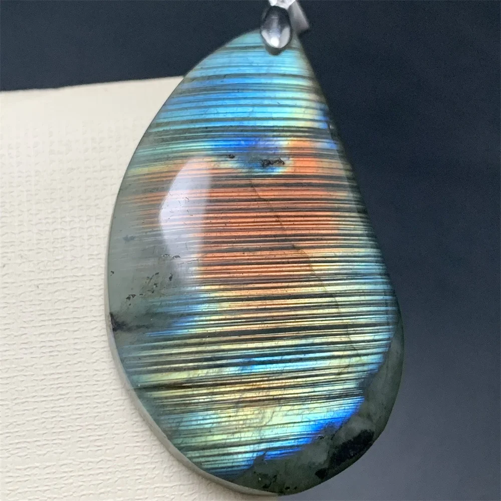 Zebra Stripes Natural Yellow Orange Blue Light Labradorite Beads Women Red Pink Light Labrador Stones Specimen Pendants NO Chain