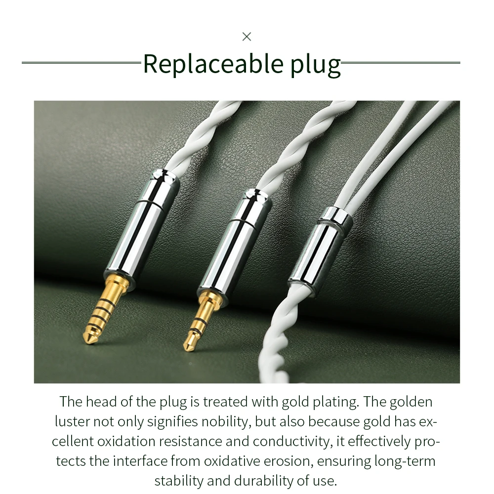 CVJ Vibra High Fidelity Headphone Upgrade Cable 3.5/4.4mm Plug 556 Core Silver Plated 2-Pin 0.78 Audio Cable for Enhanced Sound