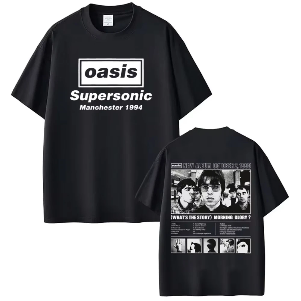 Oasis Band Logo Rock Band 2025 Tour Vintage Print T-shirt Men's Woman Cotton T Shirts Fashion Casual Hip-hop T-shirts Streetwear