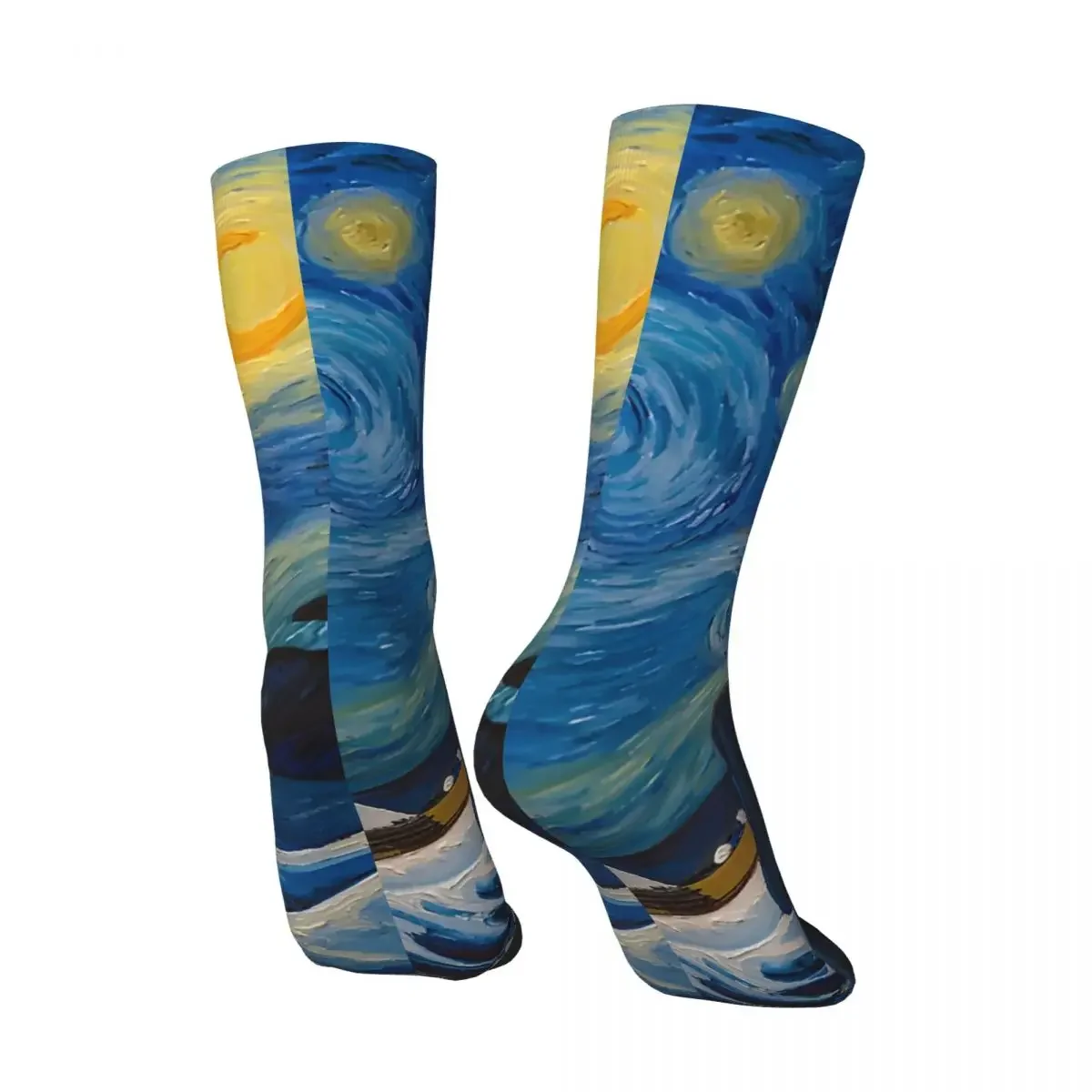 Funny Crazy Sock for Men Masterpiece Mashup Hip Hop Vintage Van Gogh Happy Seamless Pattern Printed Boys Crew compression Sock