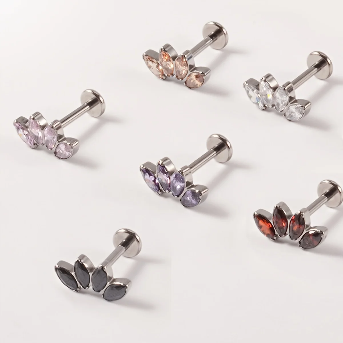 G23 Titanium Labret Piercing Color Helix Ear Piercing Tragus Pirsing Cubic Zircon Lip Studs Ring Cartilage Earring Jewelrry