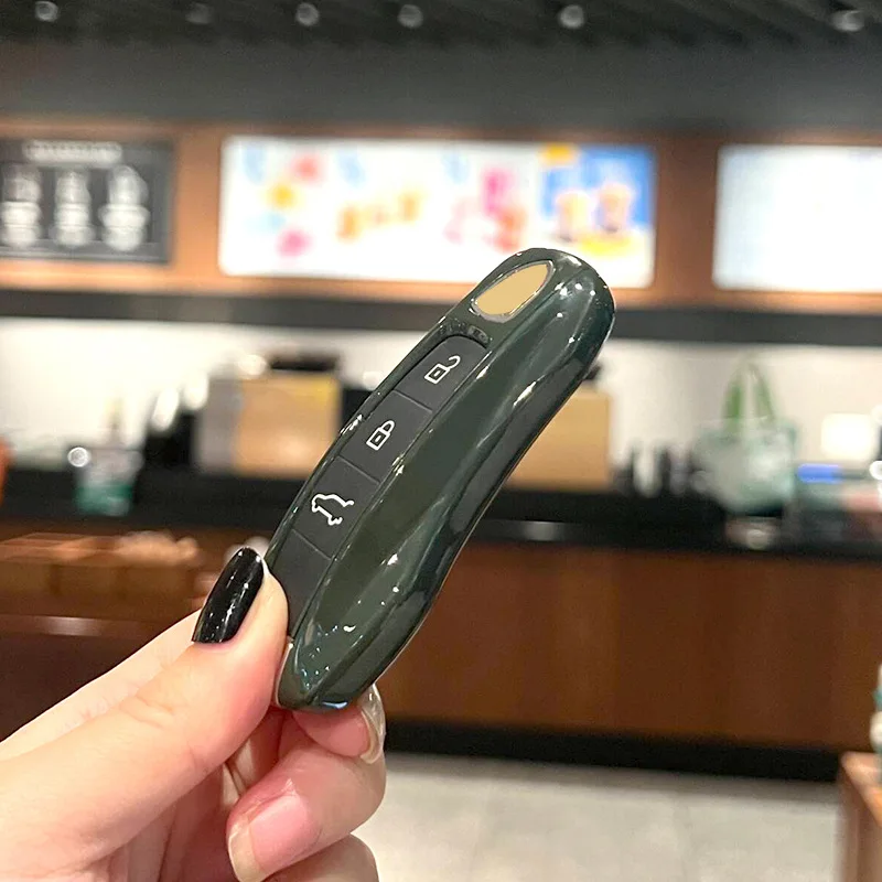 

ABS Ink green Key Case Key Cover Key Shell Protective Case For Porsche 718 Cayenne Panamera 911 Macan Taycan Cayman Boxster