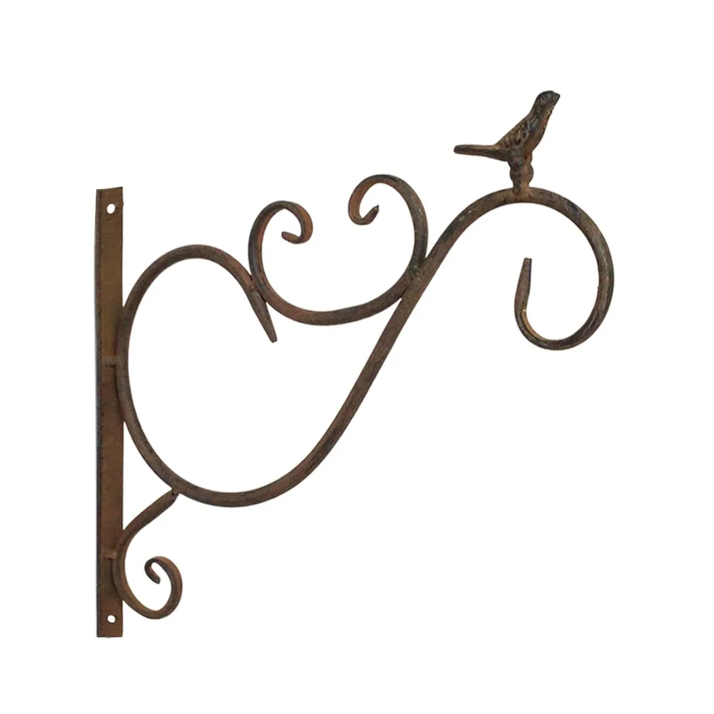 

Iron Hanging Flower Basket Brackets Bird Pattern Black Rusty Wall Mounted Plant Hanger Wall Decor Home Decoration