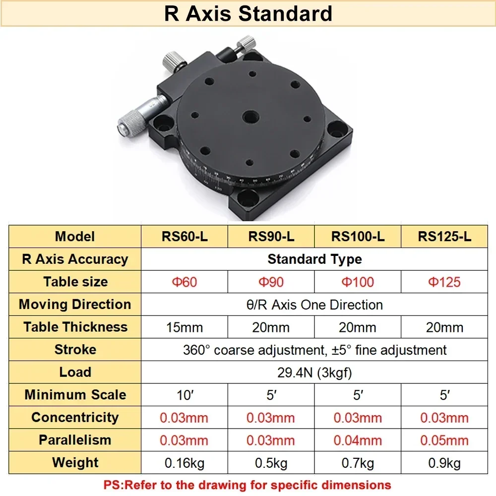 XYRZ Axis Precision Knob Slide Table 360 Degree Rotating Measuring Instrument Manual Fine-tuning Displacement Platform