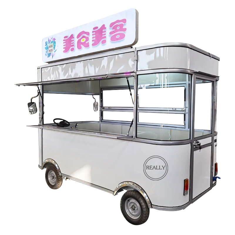 Electric Food Truck Mobile Kitchen With Logo And Color Fast Snack Coffee Hot Dog Bubble Tea Food Cart For Sale Customizable