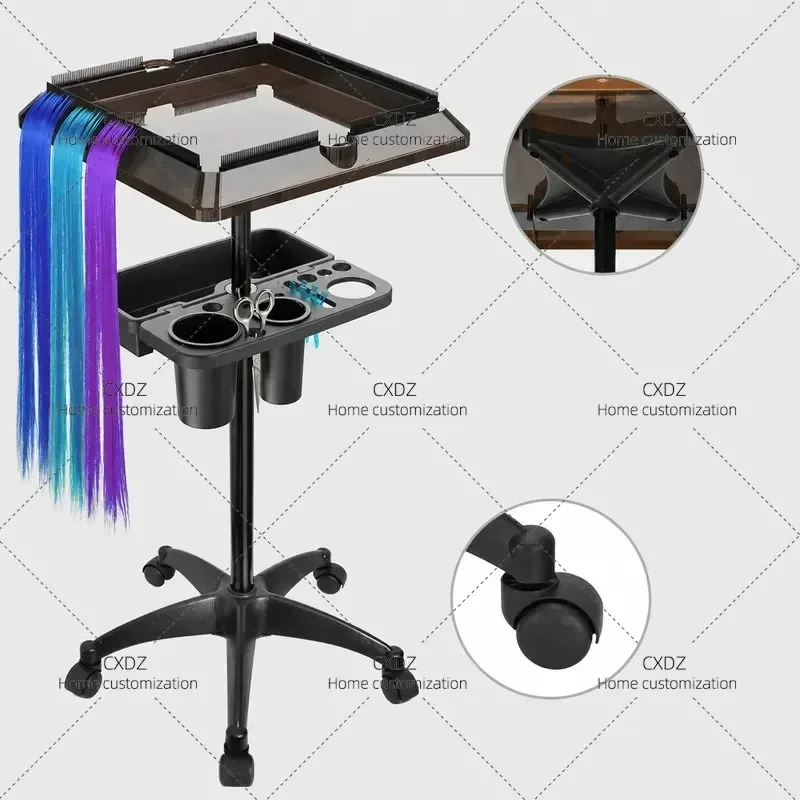 Two Layer Hair Salon Tool Cart Multi Purpose Barber Shop Storage Trolley for Hairdresser Equipment and Supplies