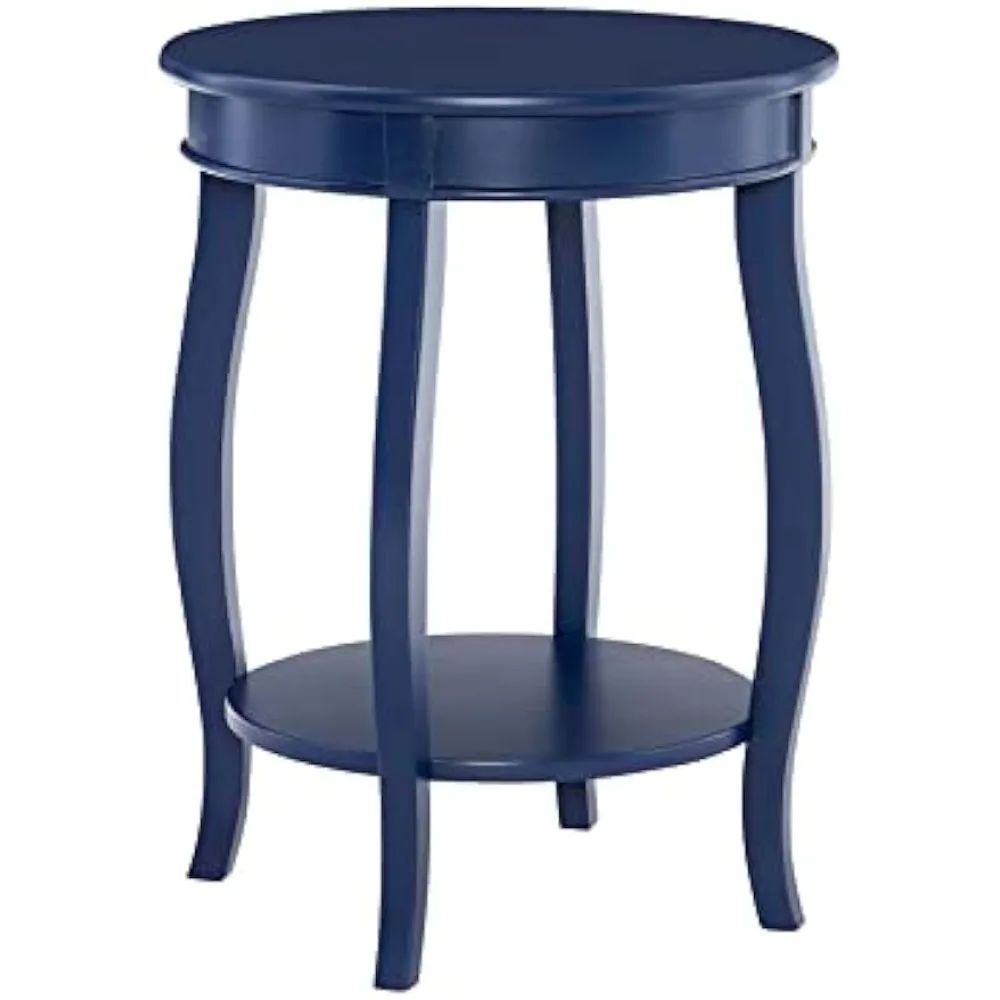 

Powell Phipps Navy Blue Round Side Table with Shapely Legs and Shelf