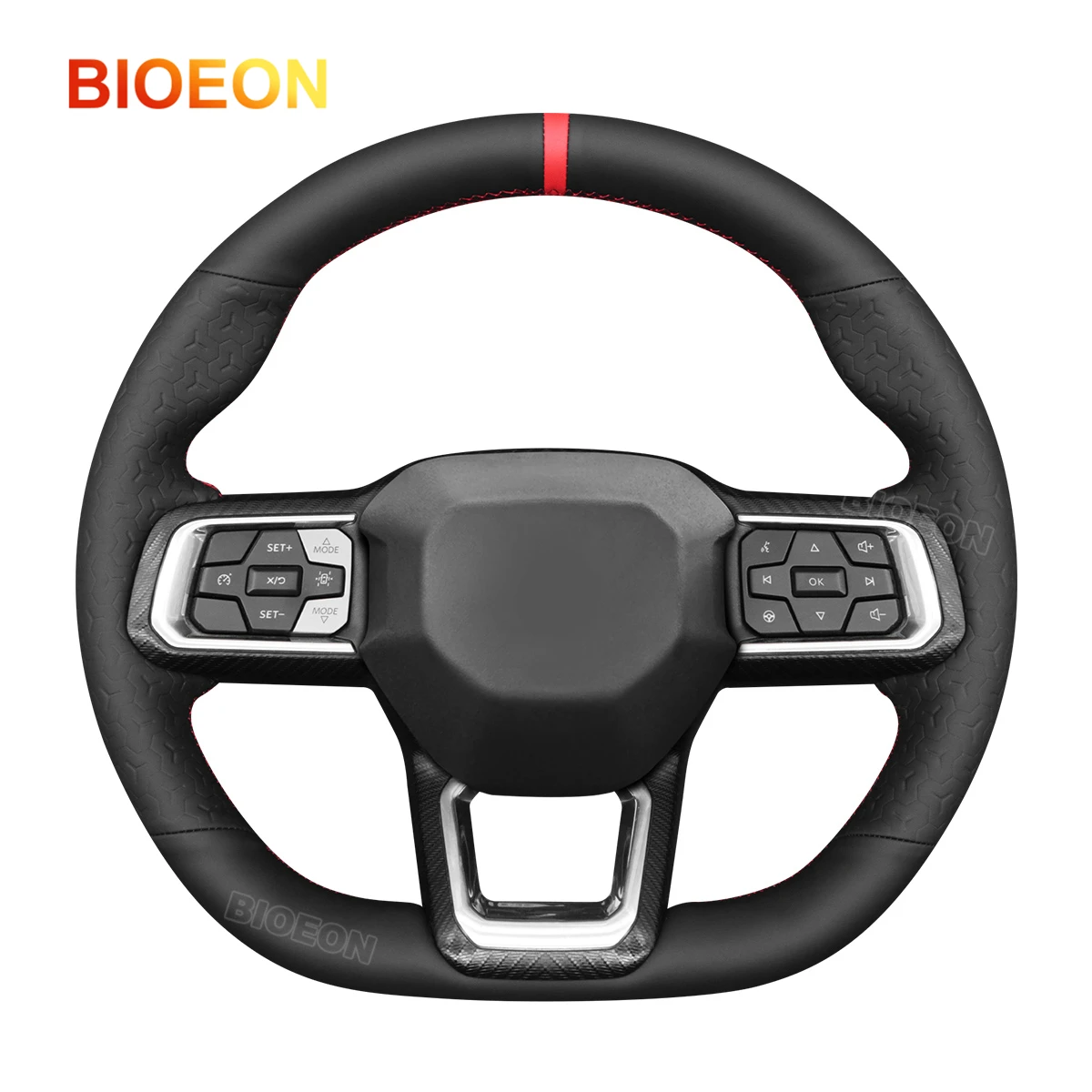 

Bioeon Black Geom style PU Artificial Leather Steering Wheel Cover for Ford Mustang 2024