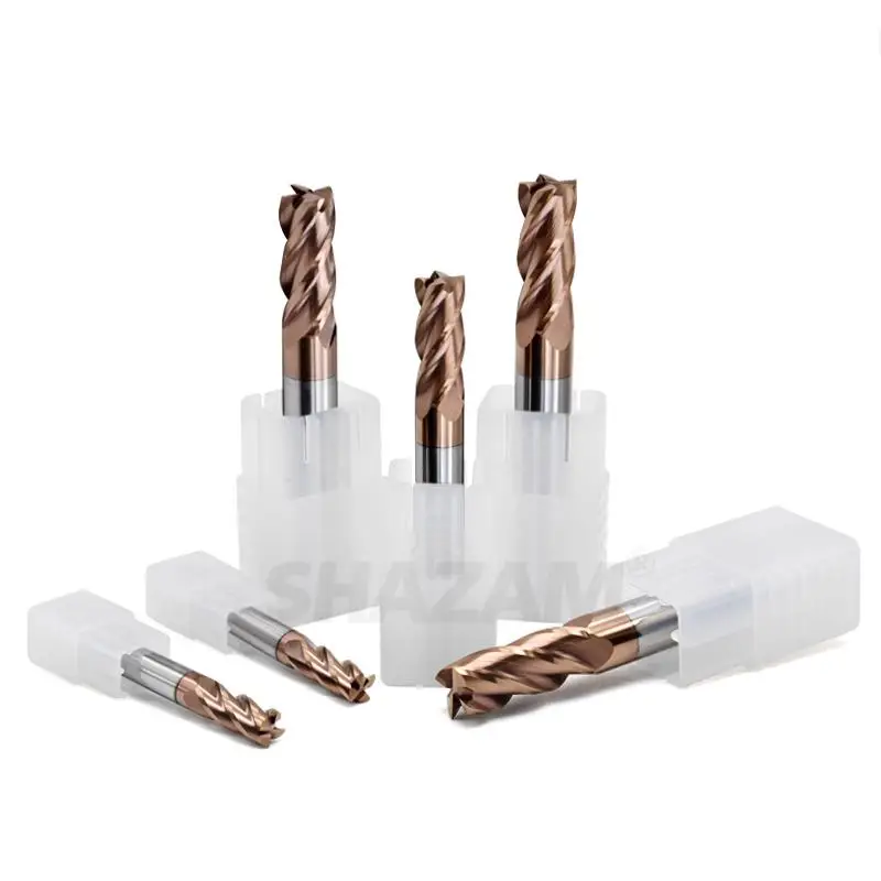 AZZKOR HRC65 4F Fräser mit Legierungsbeschichtung, Wolframstahl-Werkzeug, CNC-Bearbeitung, Schaftfräser-Set, Fräsmaschinenwerkzeuge – Detail 1