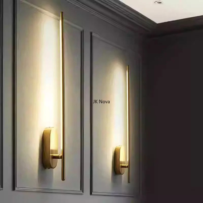 Rotating Minimalist Copper Bedroom Bedside Wall Lamp Post-modern Living Room Sofa Dressing Table LED Creative Lighting Fixtures