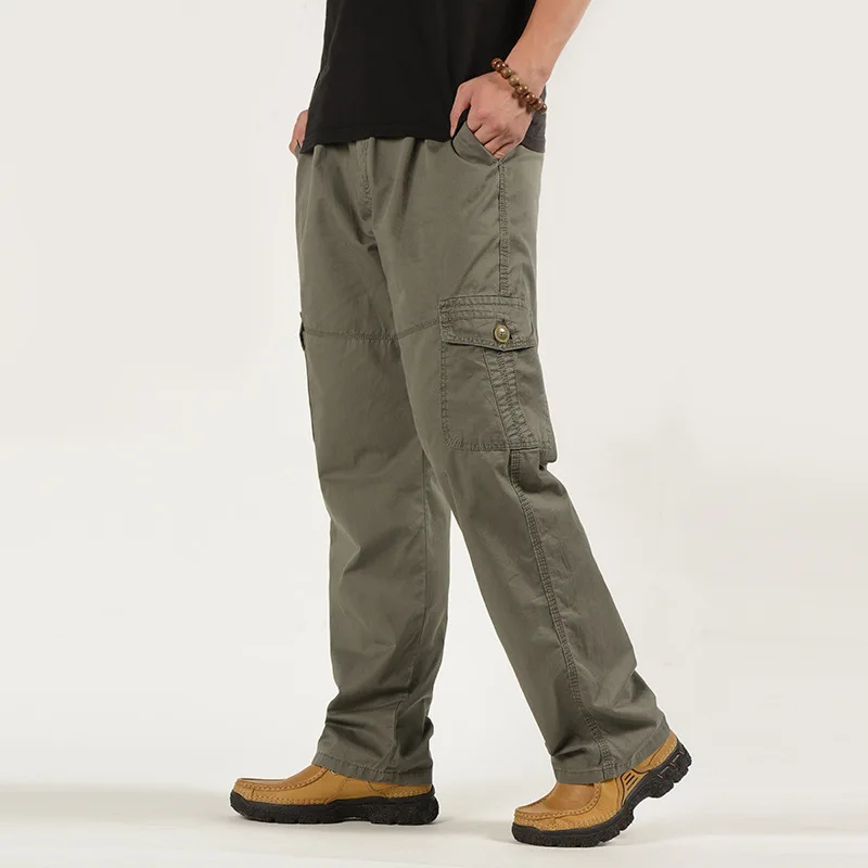 MRMT-Pantalones informales para hombre de mediana edad, peto con múltiples bolsillos, talla grande, especial, 2024