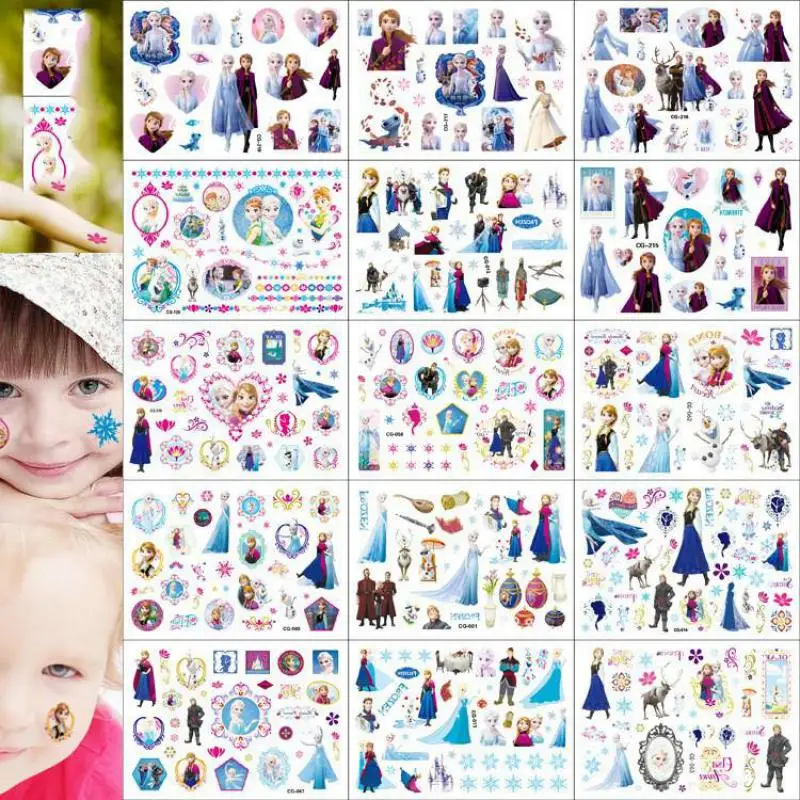 Frozen Anna Elsa Princess Tattoo Stickers Disney Toy Children\'s Birthday Party Decoration Frozen Cartoon Sticker Toys Kids Gifts