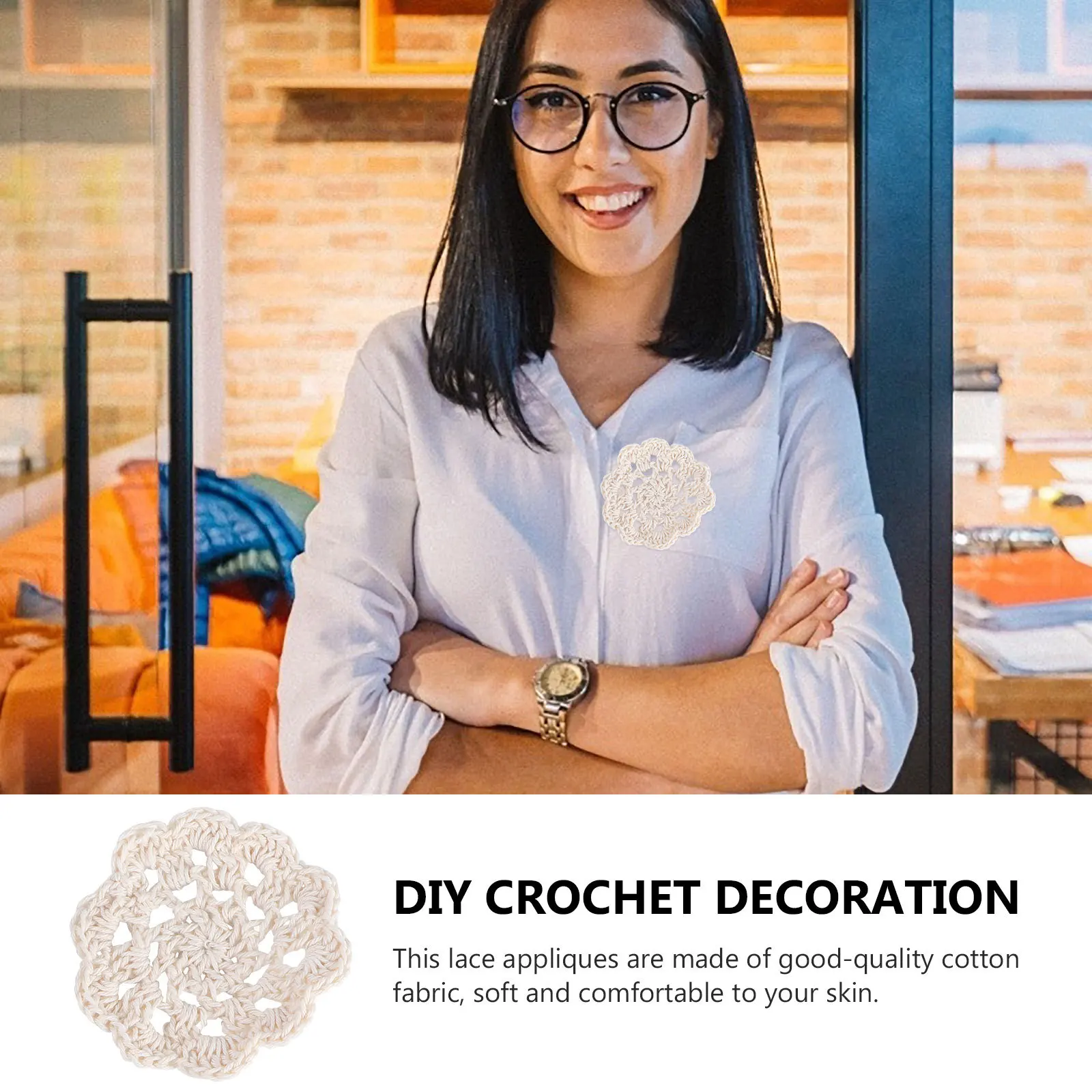 

20Pcs Cotton Knitting Flower Applique Handmade Crochet Doilies for DIY Accessories Sewing Supplies Craft Projects Decoration