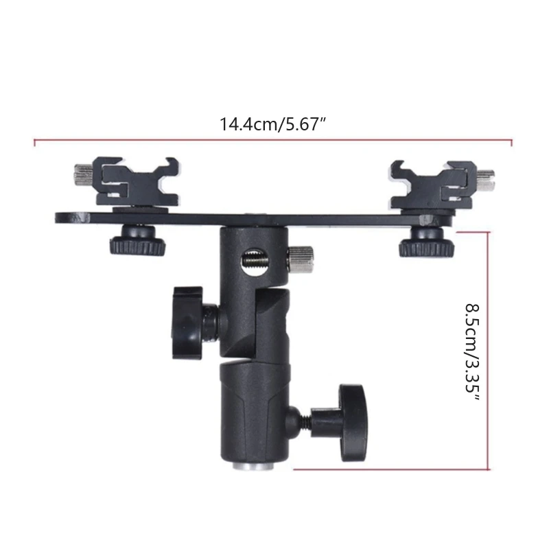 Uchwyt na podwójną lampę błyskową 2-mocowanie gorącej stopki Stojak na lampę błyskową Uchwyt na parasole Wspornik światła 1/4''