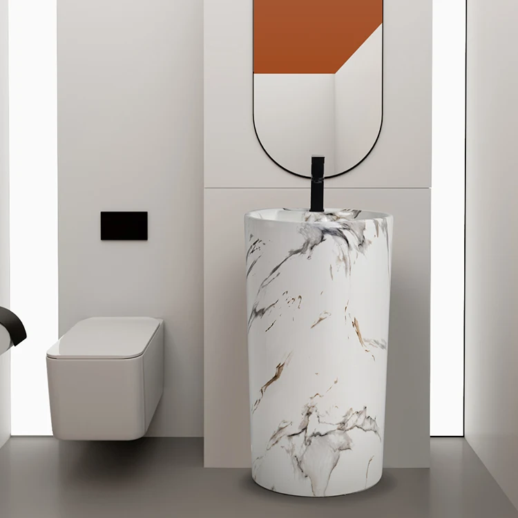 Bath Room Unique Pedestal Sinks Free Standing Wash Basin for Construction Industries