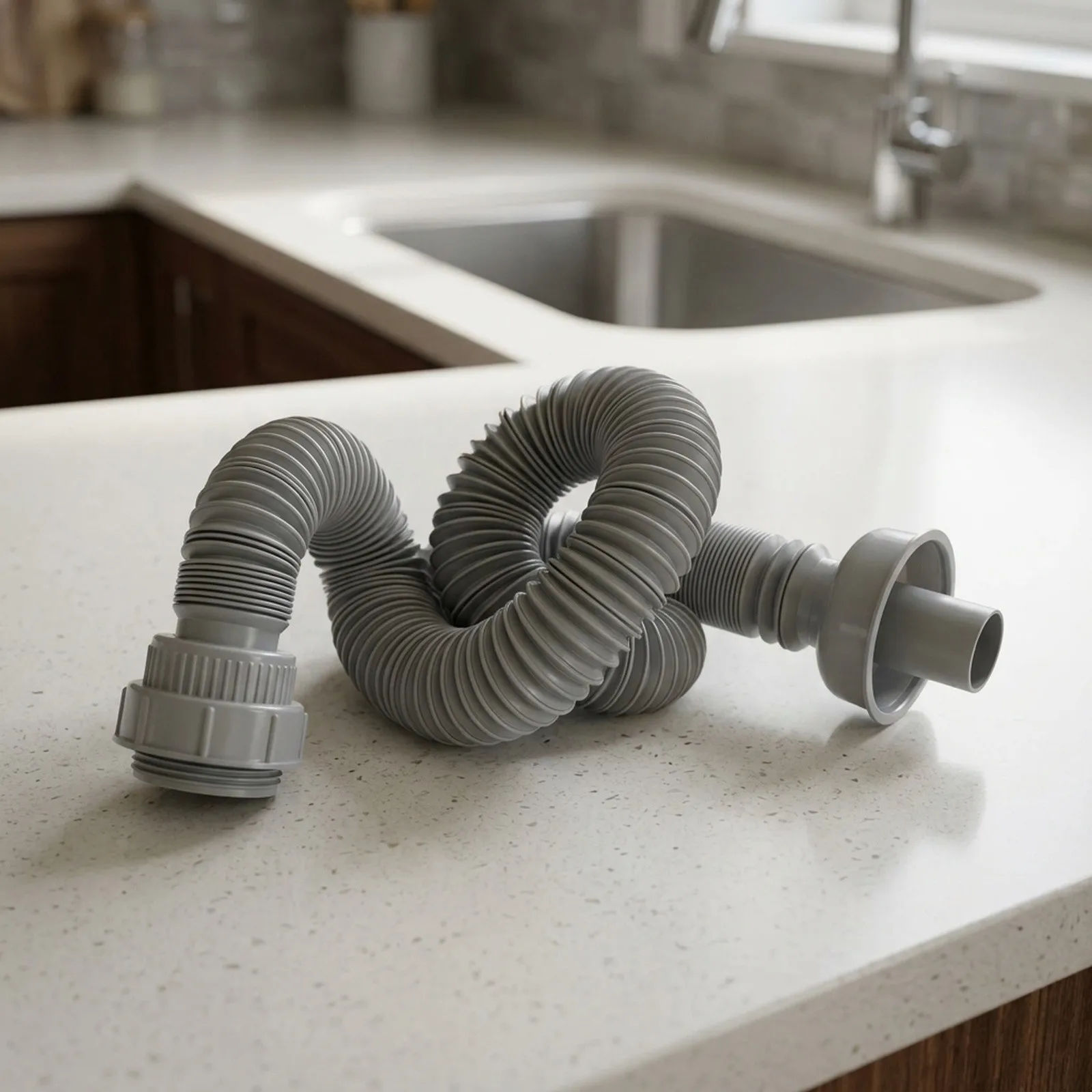 Reinforced ABS Drain Hose for Kitchen Sink with Expandable Design and 32/45/56mm Threaded Interface for Reliable Drainage