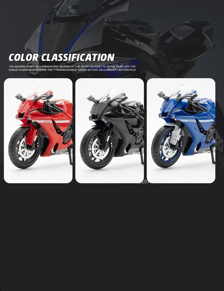 1:12 R1M R1 Motorrad Modell Spielzeug Legierung Diecast Miniatur Motorräder Sound Licht Stoßdämpfung Simulation Motorräder Geschenke – Detail 15
