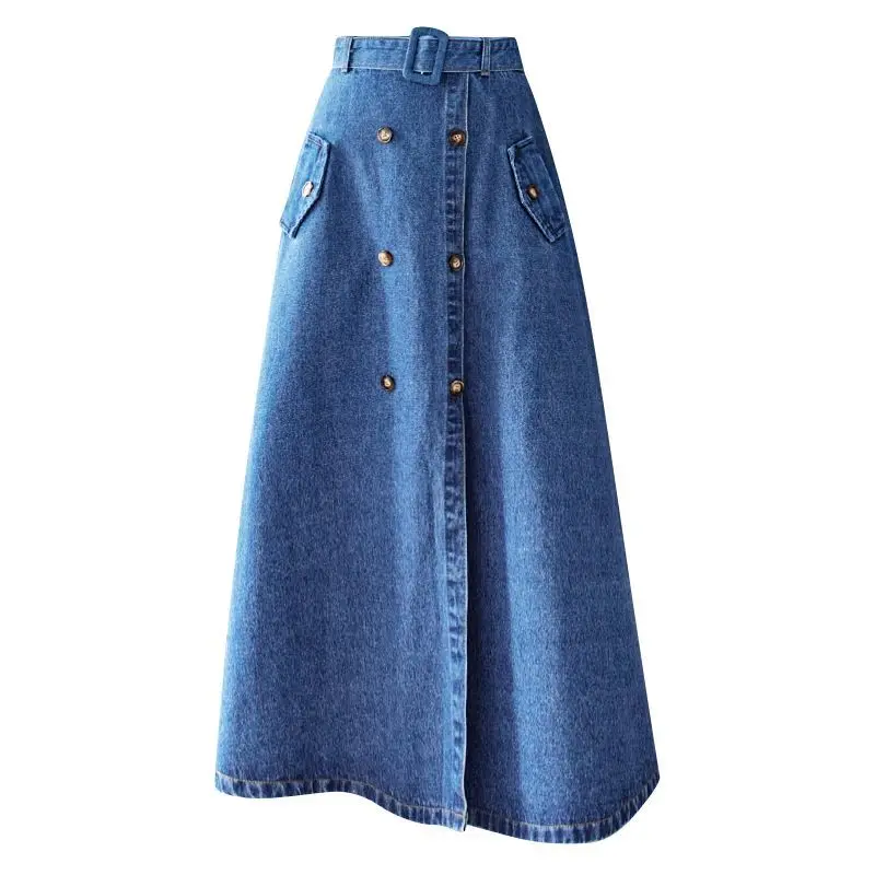 

Spring and Summer New Women's Denim Skirt Loose Commuting Casual High Waisted A-line Skirt
