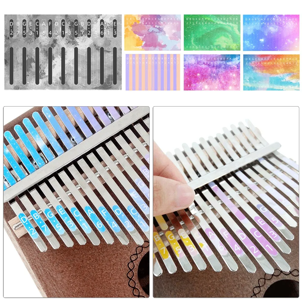 

17 Keys Kalimba Scale Thumb Piano Note Sticker Parts Accessories Learner Tools 7color For Beginner Learner Musical Gifts