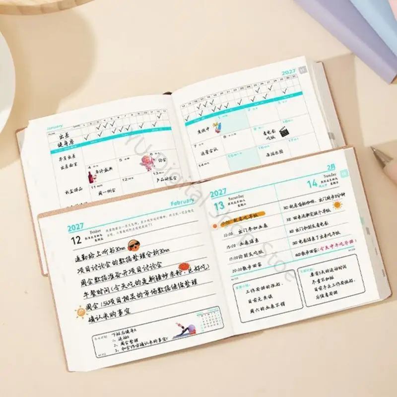 96BA 2027 Dated Planner Journal with 360 Lined Pages, Wear-Resistant PU Cover and Thread-Sewn Binding for Personal Writing