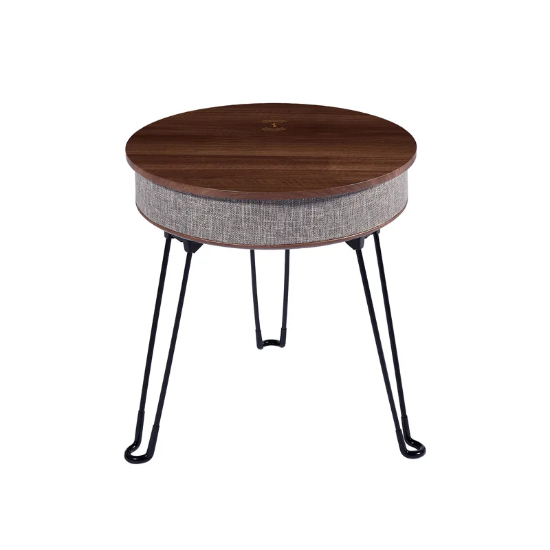 

Music coffee table multi-function wireless charging small round table bluetooth stereo small side table