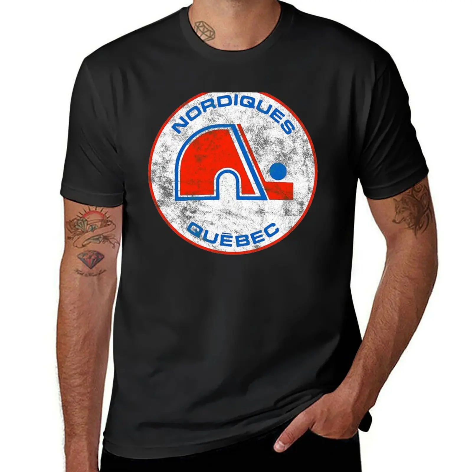 Quebec Nordiques Worn Logo - Old Time Hockey Teams T-Shirt blanks Aesthetic clothing funny t shirts for men