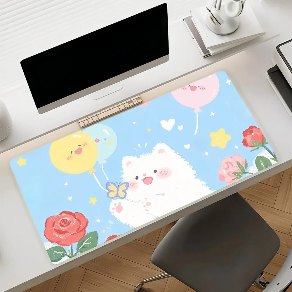 Cute Cartoon Cat Mouse Pad Anti Slip Rubber Edge Locked Thickened Laptop Gaming Desk Mat