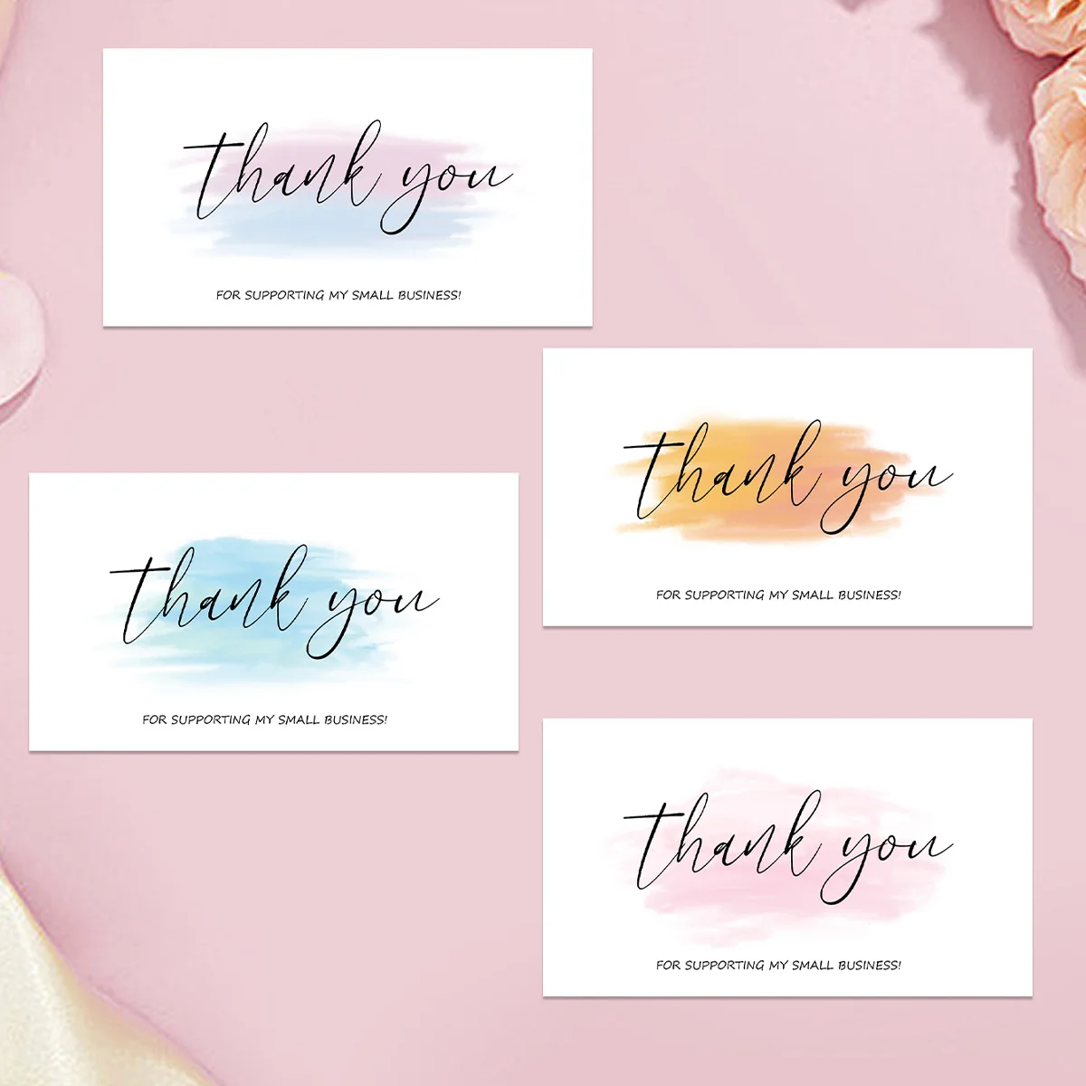 50pcs Thank You for Supporting My Small Business Card Thank You Cards,Appreciation Card Cardstock for Sellers Gift Packaging