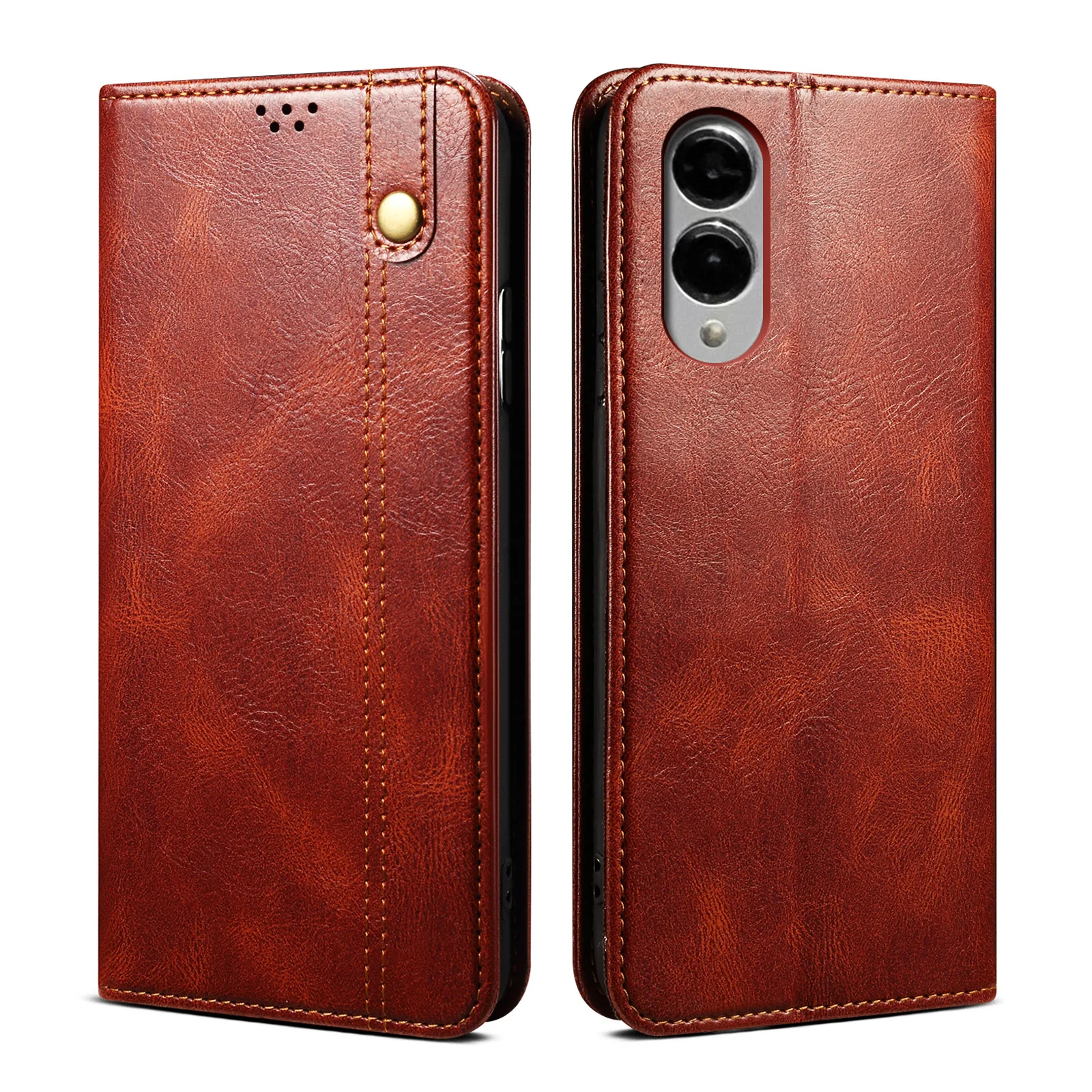 

Oil Leather Flip Case For Samsung Galaxy S25 S24 S23 S22 S21 Ultra Plus Magnetic Shockproof Wallet Bracket Card Slot Phone Cover