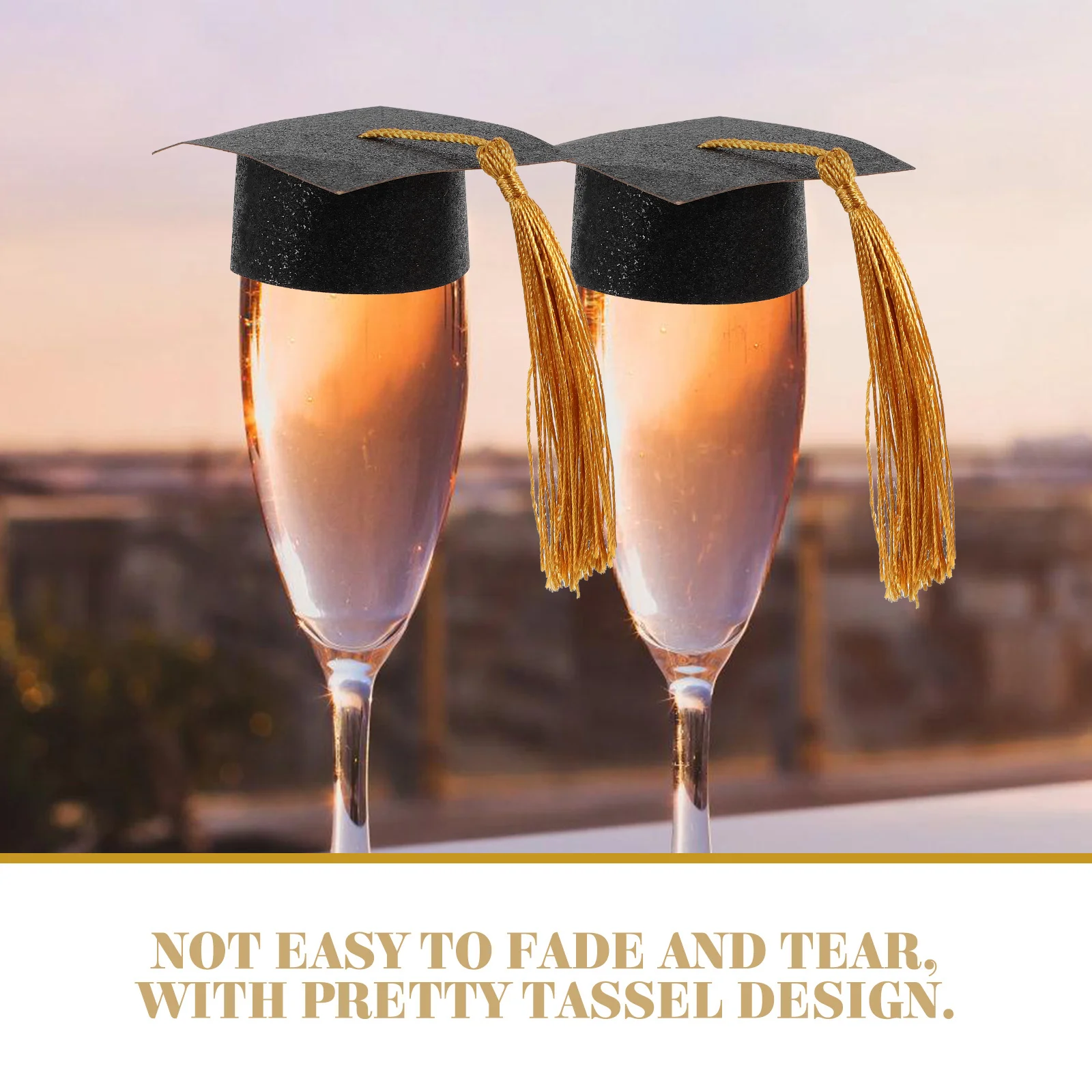 

20Pcs Mini Graduation Cap Goblet Cover Graduation Party Decorations Wine Glass Cover Tassel Design Goblet Plug