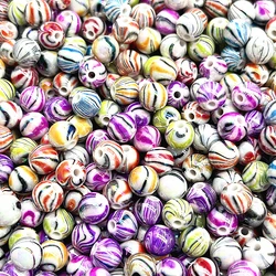 50pcs 8mm Colour AB Acrylic Imitation Wood Grain Loose Spacer Beads for Jewelry Making DIY Handmade Bracelet Accessories