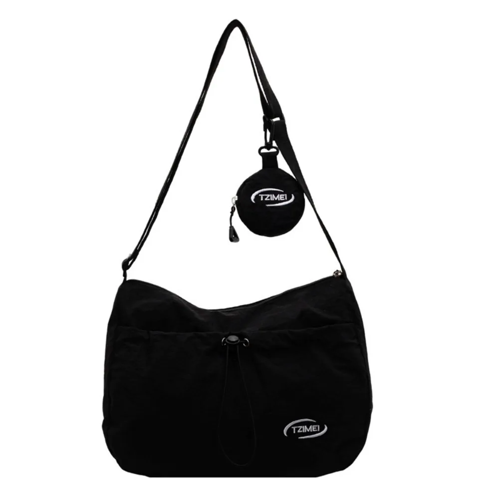 

Casual Nylon Canvas Tote Bag Drawstring with Coin Bag Shoulder Bag Large Capacity Solid Color Messenger Bag Women